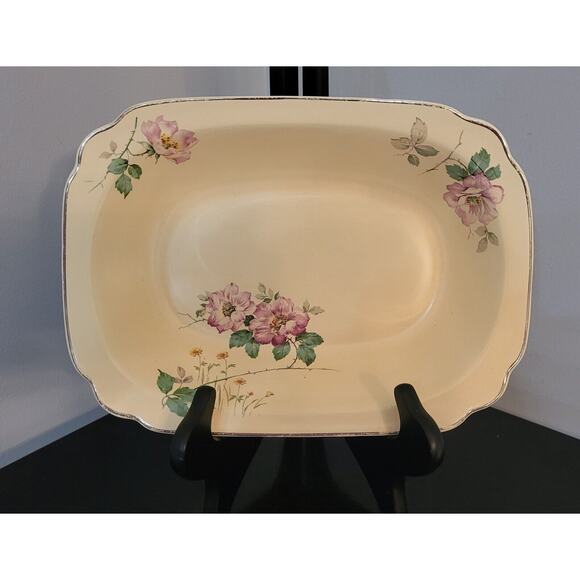 Vintage Homer Laughlin Briar Rose Oval Serving Bowl 9" x 6 1/2", Undamaged, Rare - Picture 1 of 12
